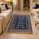Ver imagem 2 de Tapete Persa Royal Azul 100x150cm Fio Acetinado - Decoração para Quarto e Sala