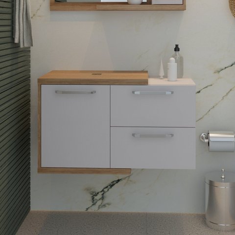 Armário Gabinete Nexus 83P Contemporâneo Marrom/Lâmina Mel/Branco Chess