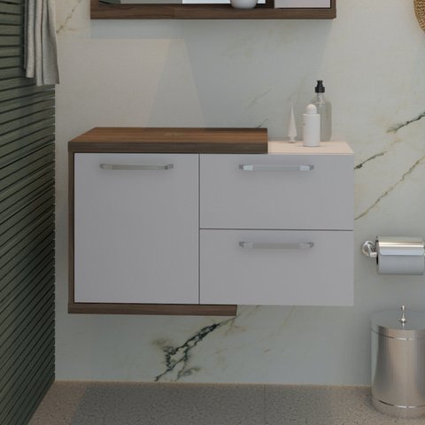 Armário Gabinete Nexus 83P Contemporâneo Marrom/Nogal/Branco Chess