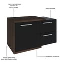 Ver imagem 5 de Armário Gabinete Nexus 83P Contemporâneo Marrom/Nogal/Preto Ônix