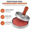 Ver imagem 5 de Molde para Hambúrguer Caseiro Forma de Alumínio Multiuso com Cabo de Madeira Prateado