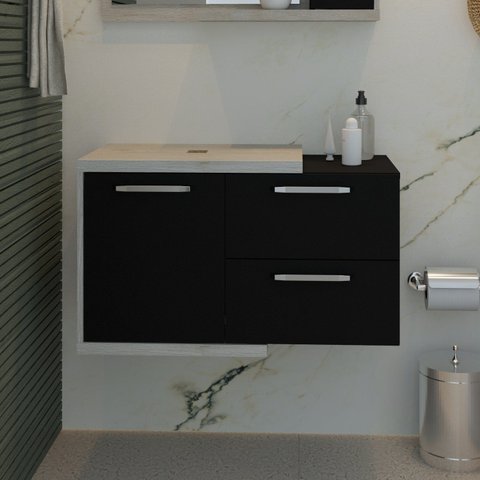 Armário Gabinete Nexus 83P Contemporâneo Branco/Snow/Preto Ônix