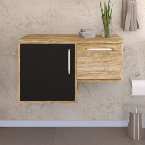 Armário Gabinete Nexus 83L Contemporâneo Marrom/Carvalho/Preto Ônix