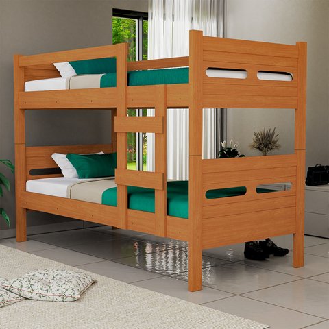 Beliche Topazio Solteiro Reforçada 100% MDF Vira Duas Camas com Grade de Proteção - Nature