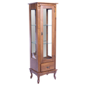 Ver imagem 2 de Cristaleira de Madeira 1 Porta, 1 Gaveta e Espelho com Pés Luiz Xv - Imbuia Glazer