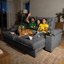 Ver imagem 2 de Sofá Retrátil e Reclinável 2,45m Stadium Molas Ensacadas Velupluma Cinza Cama Inbox