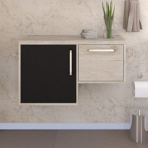 Armário Gabinete Nexus 83L Contemporâneo Branco/Snow/Preto Ônix