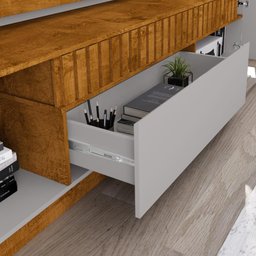 Home Estante Rack Dallas Naturalle Off White para Tv até 75 Polegadas Bechara - 4