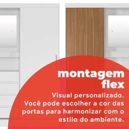 Guarda Roupa Solteiro com Espelho 2 Portas de Correr 4 Gavetas Itália Yescasa - 13