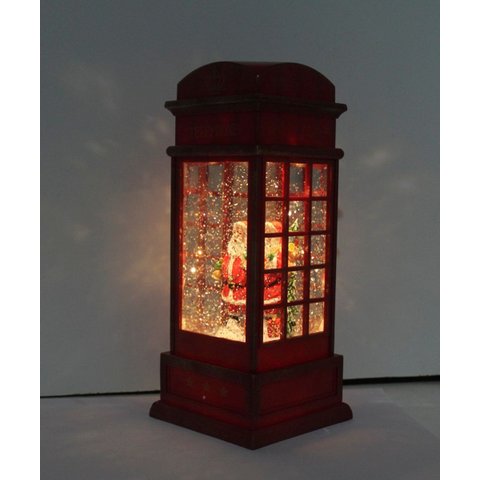 Cabine Telefone Inglês Papai Noel Natal Musical Leds de 26cm