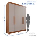 Ver imagem 5 de Guarda-Roupa Solteiro 4 Portas 3 Gavetas Roma Espresso Móveis Marrom/Cinamomo/Off White