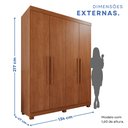 Ver imagem 4 de Guarda-Roupa Solteiro 4 Portas 3 Gavetas Roma Espresso Móveis Marrom/Cinamomo