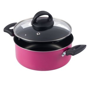 Caçarola Antiaderente Tampa de Vidro 16cm 1,4l Rosa Nacional