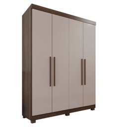 Guarda-roupa Solteiro 4 Portas 3 Gavetas Roma Espresso Móveis - 4