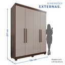 Ver imagem 5 de Guarda-roupa Solteiro 4 Portas 3 Gavetas Roma Espresso Móveis