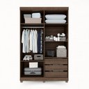 Ver imagem 3 de Guarda-roupa Solteiro 4 Portas 3 Gavetas Roma Espresso Móveis