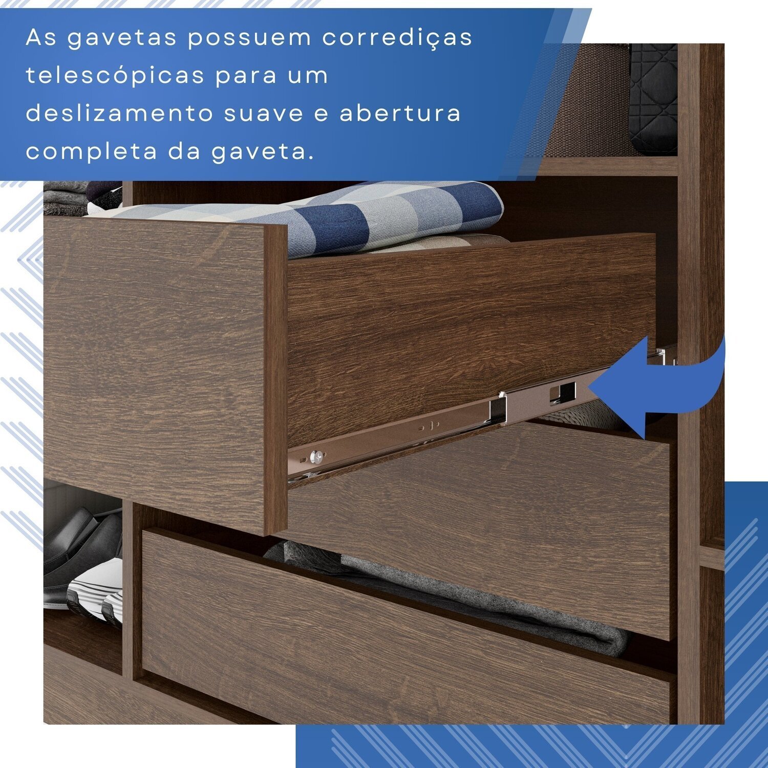 Guarda-roupa Solteiro 4 Portas 3 Gavetas Roma Espresso Móveis - 9