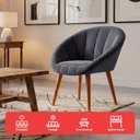 Ver imagem 2 de Poltrona Sala Decorativa Sofia Veludo Cinza Pés Palito Castanho