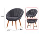 Ver mais imagens de Poltrona Sala Decorativa Sofia Veludo Cinza Pés Palito Castanho