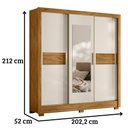 Ver imagem 2 de Guarda Roupa Casal Bahamas Espelho 3 Portas de Correr Freijó Off White Moval