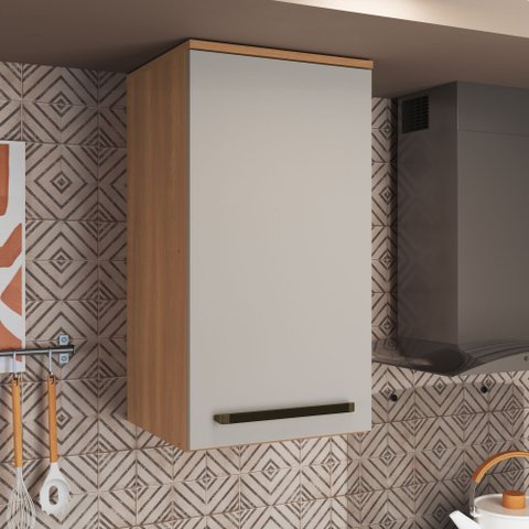 Armário Aéreo 40cm 1 Porta Isabelle Bege/Freijó/Arenas