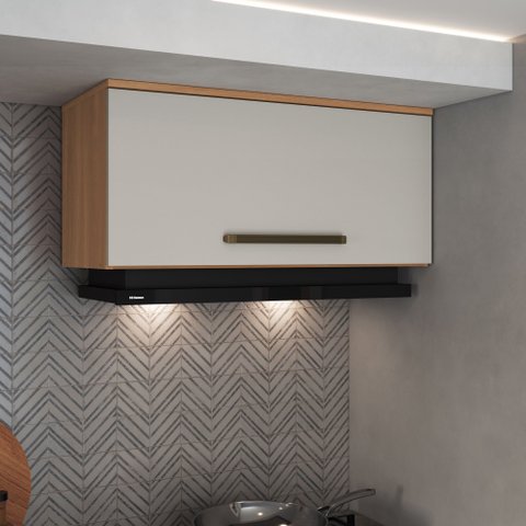 Armário Aéreo 80cm 1 Porta Basculante Isabelle Bege/Freijó/Arenas