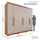 Ver imagem 5 de Guarda-Roupa Casal Casal 6 Portas 3 Gavetas Roma Espresso Móveis Marrom/Cinamomo/Off White