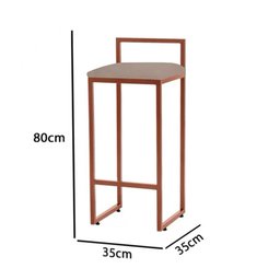 Kit 2 Banquetas Altas Industriais em Aço Dori Cobre Assento Suede Bege - 4
