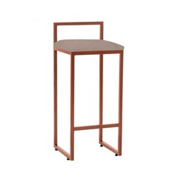 Kit 2 Banquetas Altas Industriais em Aço Dori Cobre Assento Suede Bege - 3