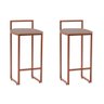 Kit 2 Banquetas Altas Industriais em Aço Dori Cobre Assento Suede Bege - 1