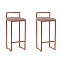 Ver imagem 1 de Kit 2 Banquetas Altas Industriais em Aço Dori Cobre Assento Suede Bege