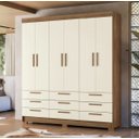 Ver imagem 1 de Guarda Roupa Casal 6 Portas 9 Gavetas Colombo Santos Andirá- Jatobá / Areia