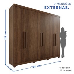 Guarda-Roupa Casal Casal 6 Portas 3 Gavetas Roma Espresso Móveis - 5 Guarda-Roupa Casal Casal 6 Portas 3 Gavetas Roma Espresso Móveis - 5
