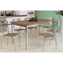 Ver imagem 1 de Conjunto: Mesa de Cozinha Reno C/ Tampo Madeira 160cm e 6 Cadeiras Portugal Cromada/capuccino -