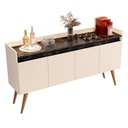 Ver imagem 2 de Aparador Buffet Sala 4 Portas Gold Branco/Preto Granito - Rede Móveis
