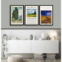 Ver imagem 2 de Kit 3 Quadros Paisagens de Van Gogh 45x34cm - com Vidro:madeira Preta