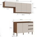 Ver imagem 4 de Cozinha Modulada 3 Peças sem Tampo 2 Aéreos 1 Balcão Bege/Ébano/Off White
