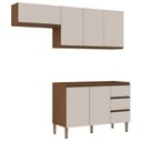 Ver imagem 3 de Cozinha Modulada 3 Peças sem Tampo 2 Aéreos 1 Balcão Bege/Ébano/Off White