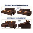Ver imagem 4 de Sofá Retrátil Reclinável Supremo 2,50m Velut Marrom C/ Molas