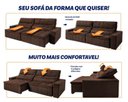 Ver imagem 4 de Sofá Retrátil Reclinável Supremo 2,50m Velut Marrom C/ Molas