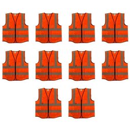 Colete Faixa Sinalizador Refletivo Epi Blusao Fluorescente Kit 10 Unidades Segurança do Trabalho Obr - 1