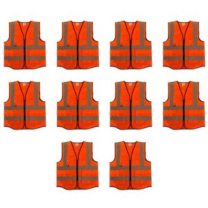 Colete Faixa Sinalizador Refletivo Epi Blusao Fluorescente Kit 10 Unidades Segurança do Trabalho Obr