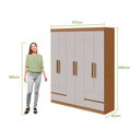 Ver imagem 2 de Guarda-roupas 6 Portas 4 Gavetas com Pés sem Espelho Zeus - Lp - Rei de Casa Amendoa Clean/off White