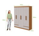 Ver imagem 2 de Guarda-roupas 6 Portas 4 Gavetas com Pés sem Espelho Zeus - Lp - Rei de Casa Amendoa Clean/off White