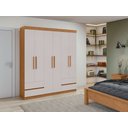 Ver imagem 3 de Guarda-roupas 6 Portas 4 Gavetas com Pés sem Espelho Zeus - Lp - Rei de Casa Amendoa Clean/off White