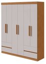 Ver imagem 1 de Guarda-roupas 6 Portas 4 Gavetas com Pés sem Espelho Zeus - Lp - Rei de Casa Amendoa Clean/off White