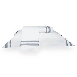 Jogo de Cama Solteiro 200 fios Davos - Marken Fassi Branco / cinza - 1
