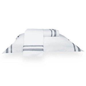 Jogo de Cama Solteiro 200 fios Davos - Marken Fassi Branco / cinza