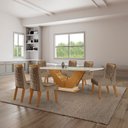 Ver imagem 1 de Conjunto Sala de Jantar Mesa com Tampo de Vidro Safira 6 Cadeiras Atena Marrom/Castanho/Cinamomo/Pena/Caramelo