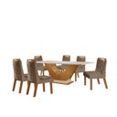 Ver imagem 2 de Conjunto Sala de Jantar Mesa com Tampo de Vidro Safira 6 Cadeiras Atena Marrom/Castanho/Cinamomo/Pena/Caramelo